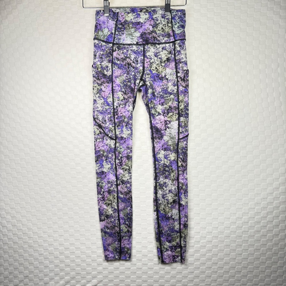 Lululemon Align High Rise Purple Floral Print Yoga‎ Leggings Womens Size 4